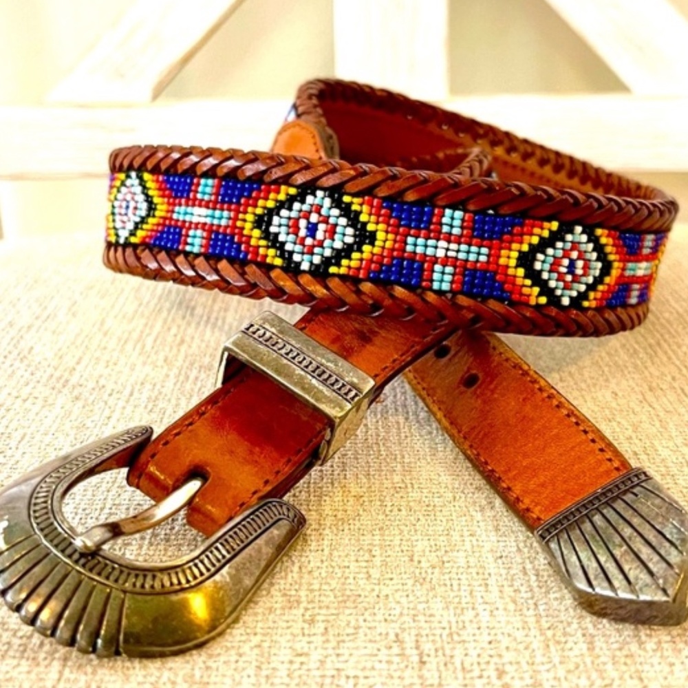 Beautiful beaded belt by Brighton. Vintage. Western styling.
